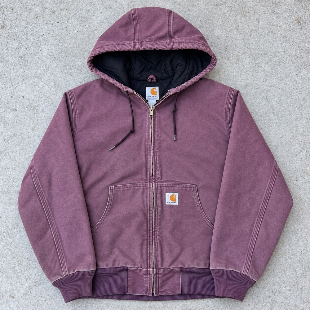 Carhartt WJ130 DPM Small Plum Purple Canvas Active Hooded Jacket Coat Vintage